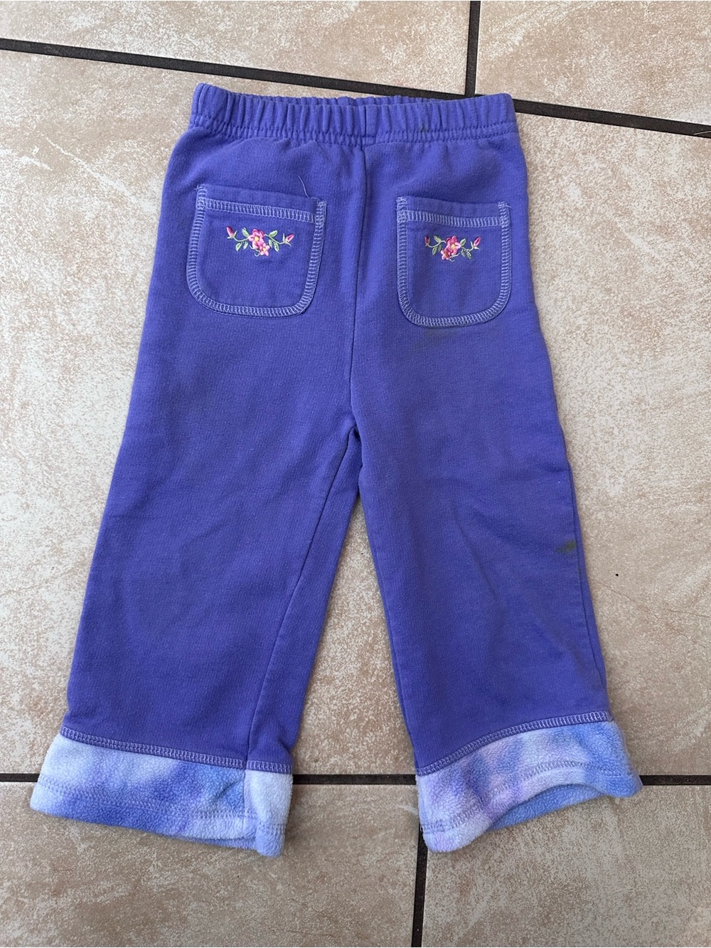 Vintage Purple toddler Pants with Floral Pocket Embroidery